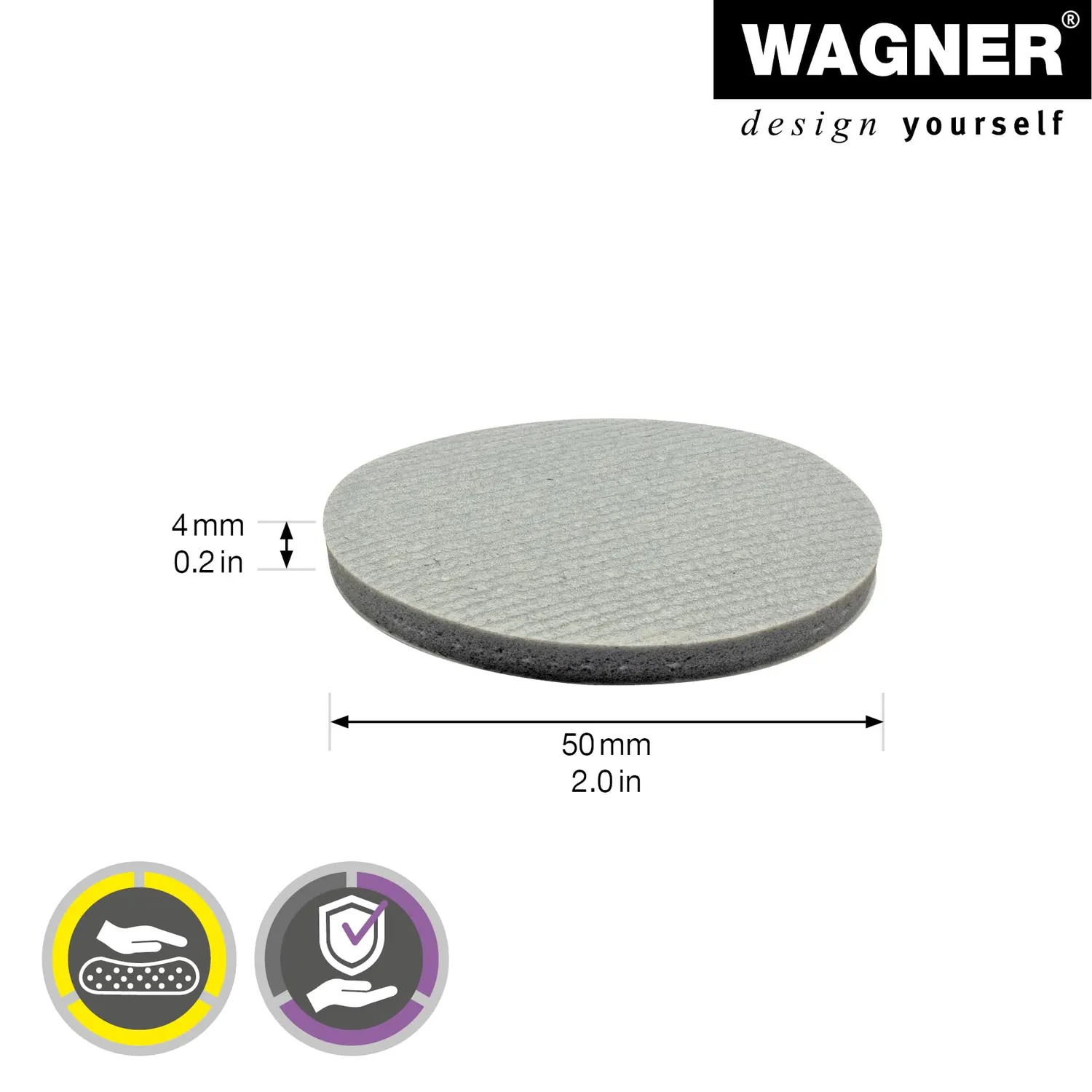 Wagner Soft Pads EH 0350 paracolpi adesivi Ø50 mm grigi 4 pz