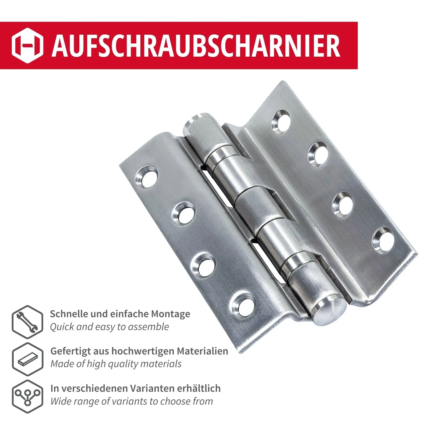 Gedotec Cerniera Acciaio Inox 102 mm Porta 1 Pezzo 80 kg