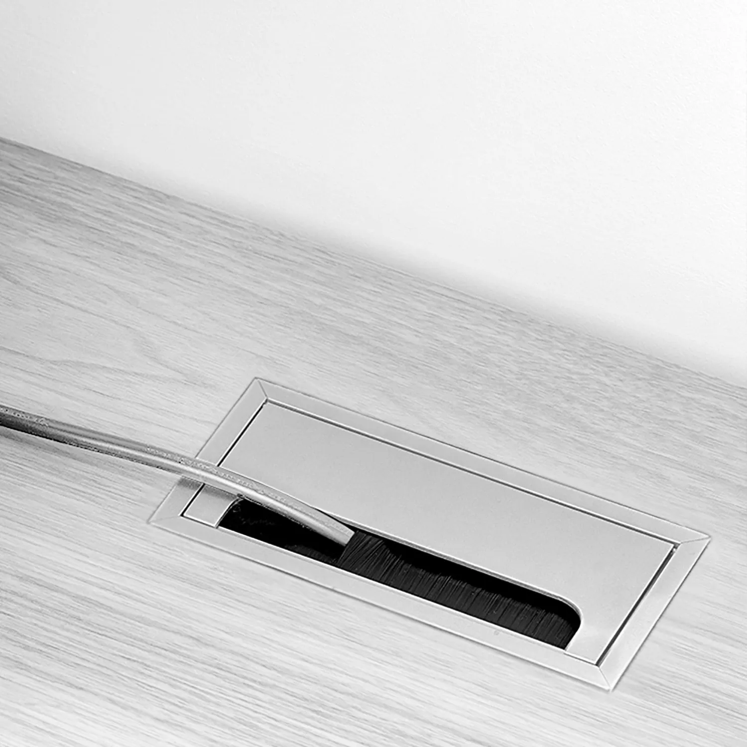 Emuca Passacavo Rettangolare 160x80 Anodizzato Opaco 5 Pezzi