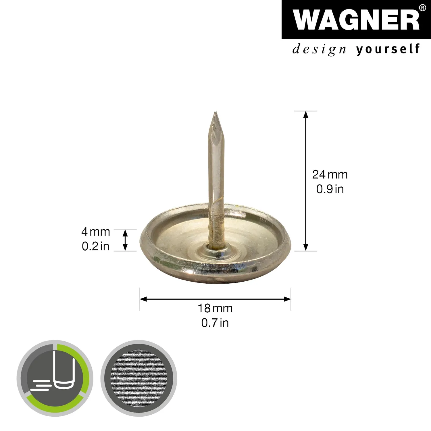 Wagner EH 1117 15111799 pattini ottone da chiodo 4 pezzi resistenti