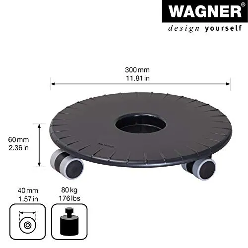 Wagner Flat carrello piante tondo 30 cm nero 80 kg