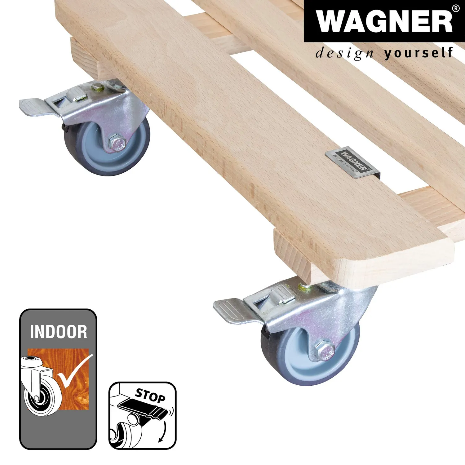 Wagner Piano Carrello Piante 38x38 cm Faggio Portata 200 kg