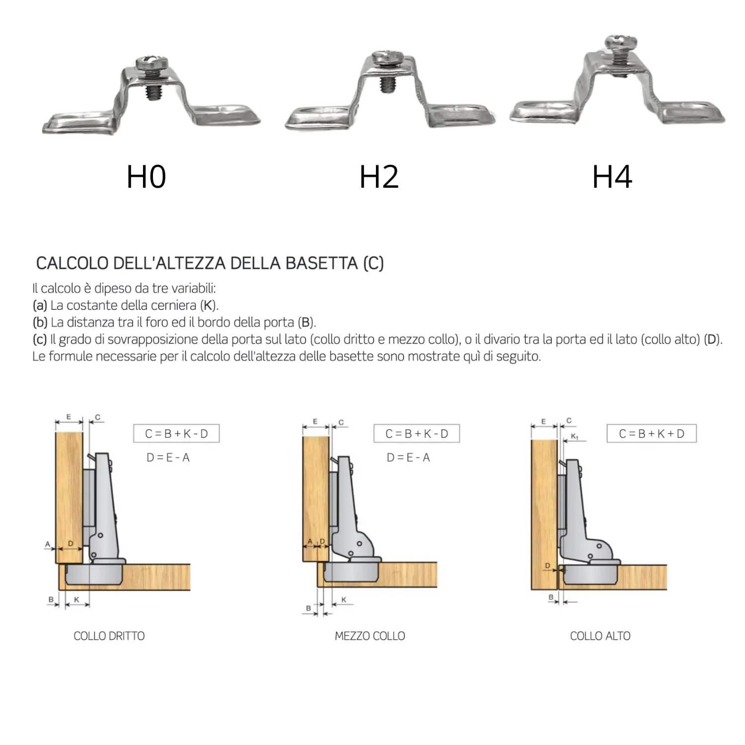 Indaux cerniere 165° collo dritto H0 4 pezzi acciaio
