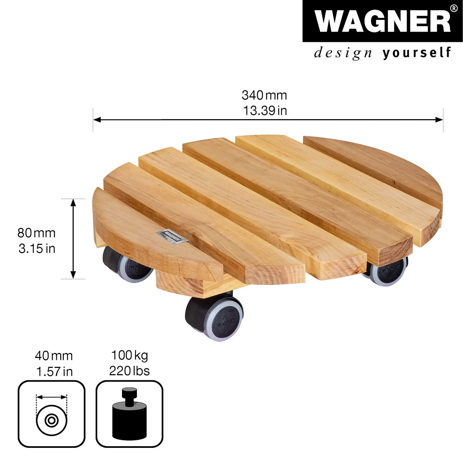 Wagner Nature 20026201 carrello piante Ø30 cm ontano oliato