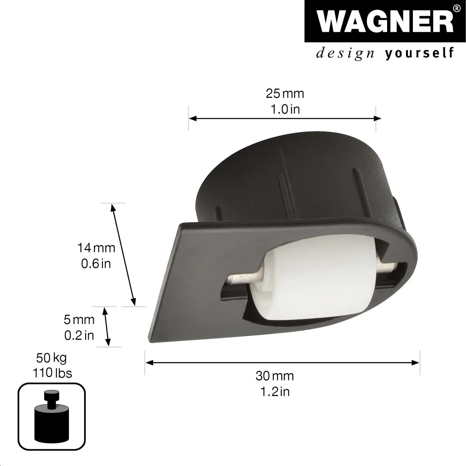 Wagner RO 7055 mini rullo incasso Ø15 mm 50 kg