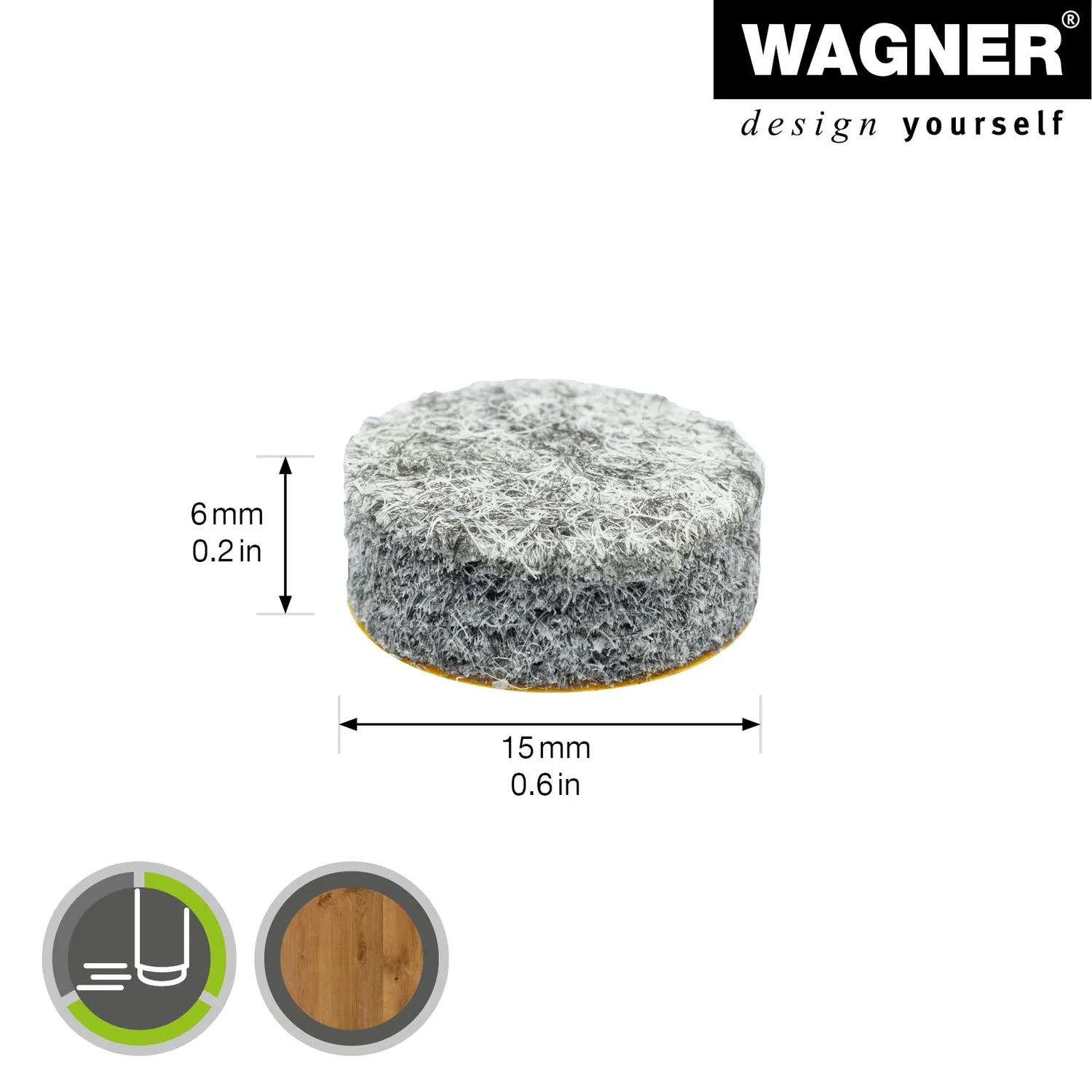 Wagner EH 1215 feltrini adesivi tondi 16 pezzi grigi extra