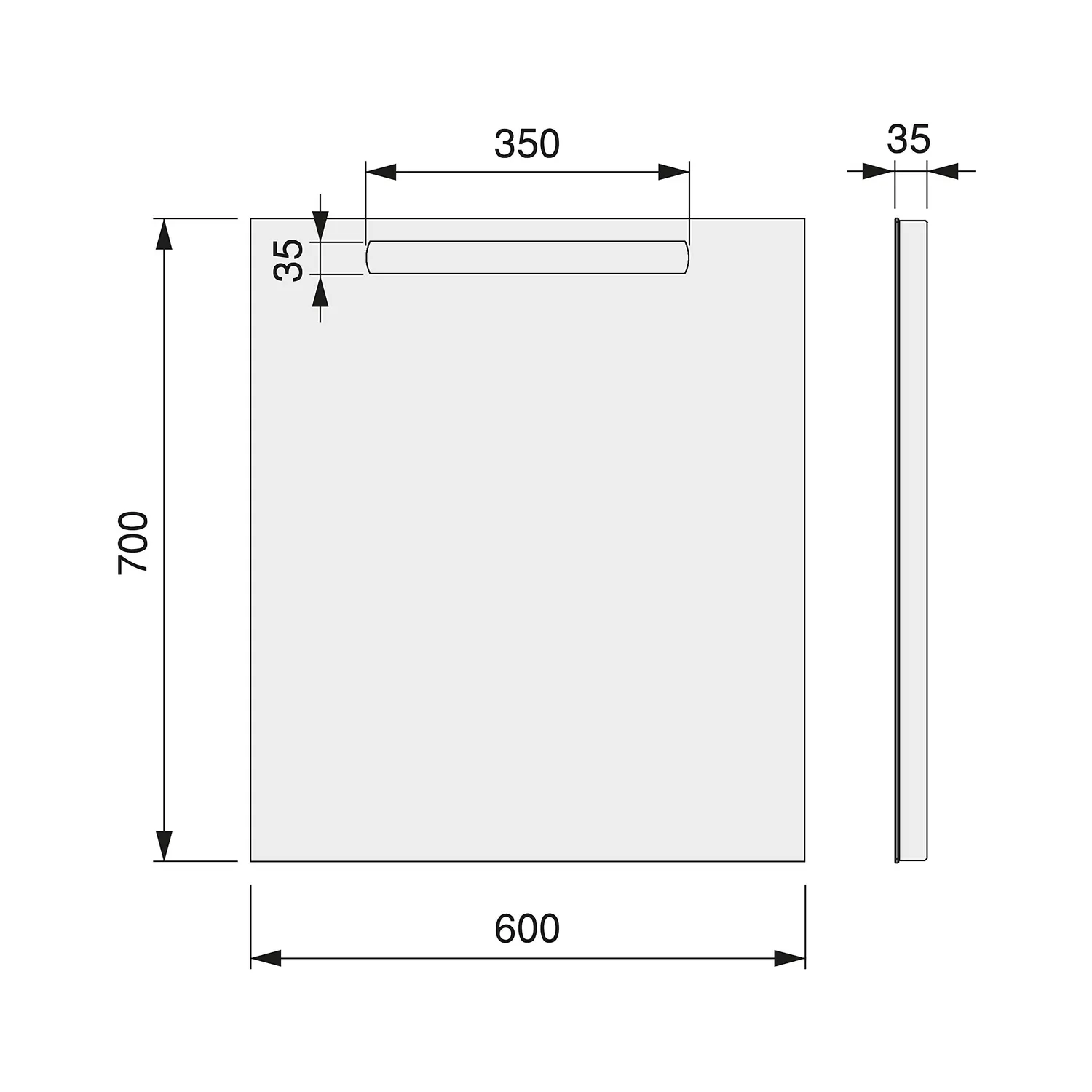 Emuca Specchio bagno LED rettangolare 60x70 cm luce frontale