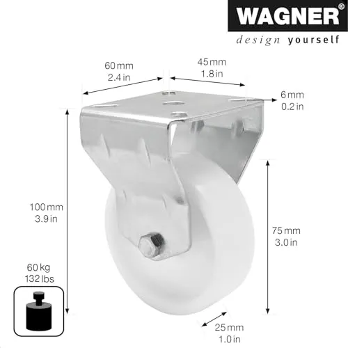 Wagner RO 7675 rullo fisso bianco 75 mm 60 kg