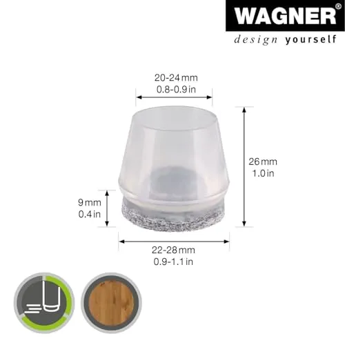 Wagner 15056424 tappi per tubi 24 pezzi trasparenti feltro