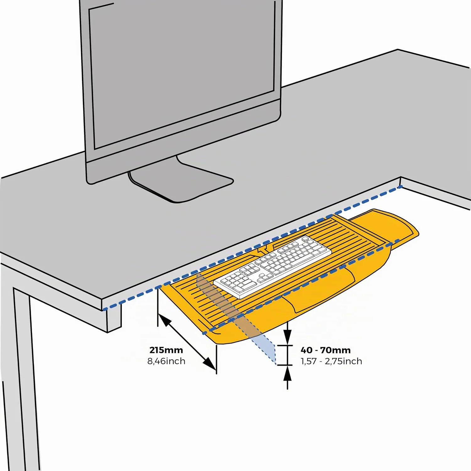 Emuca 3196621 supporto tastiera estraibile grigio con mouse
