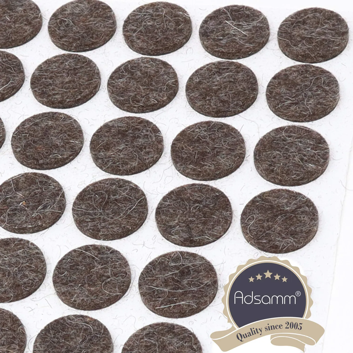 Adsamm feltrini autoadesivi Ø 20 mm marroni 50 pezzi lana