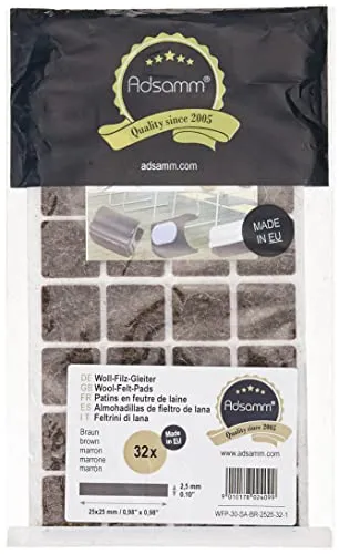 Adsamm Feltrini 25x25 mm Marroni 32 Pezzi Lana