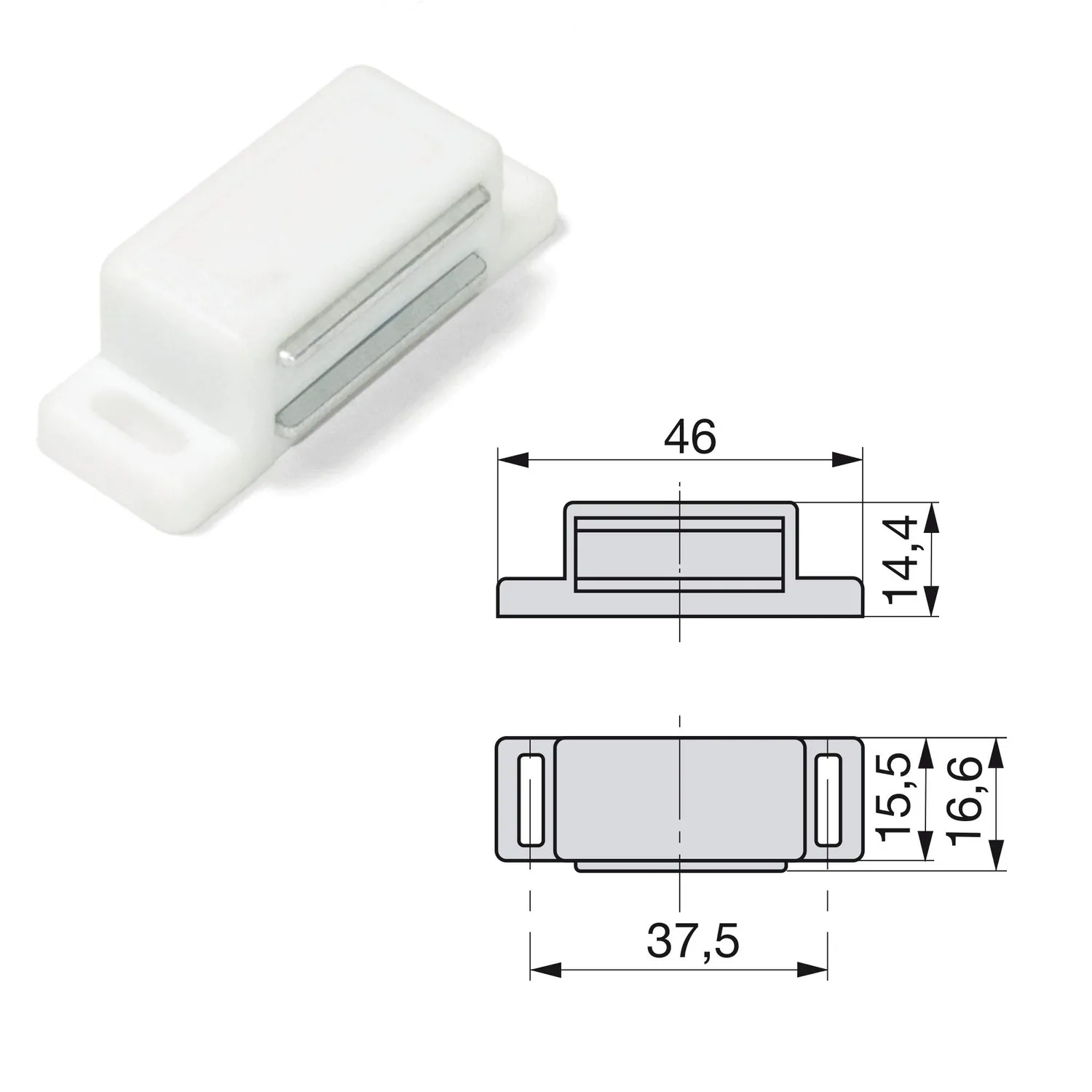 Emuca Chiusura Magnetica Bianca 3,2 kg Set 20 Pezzi