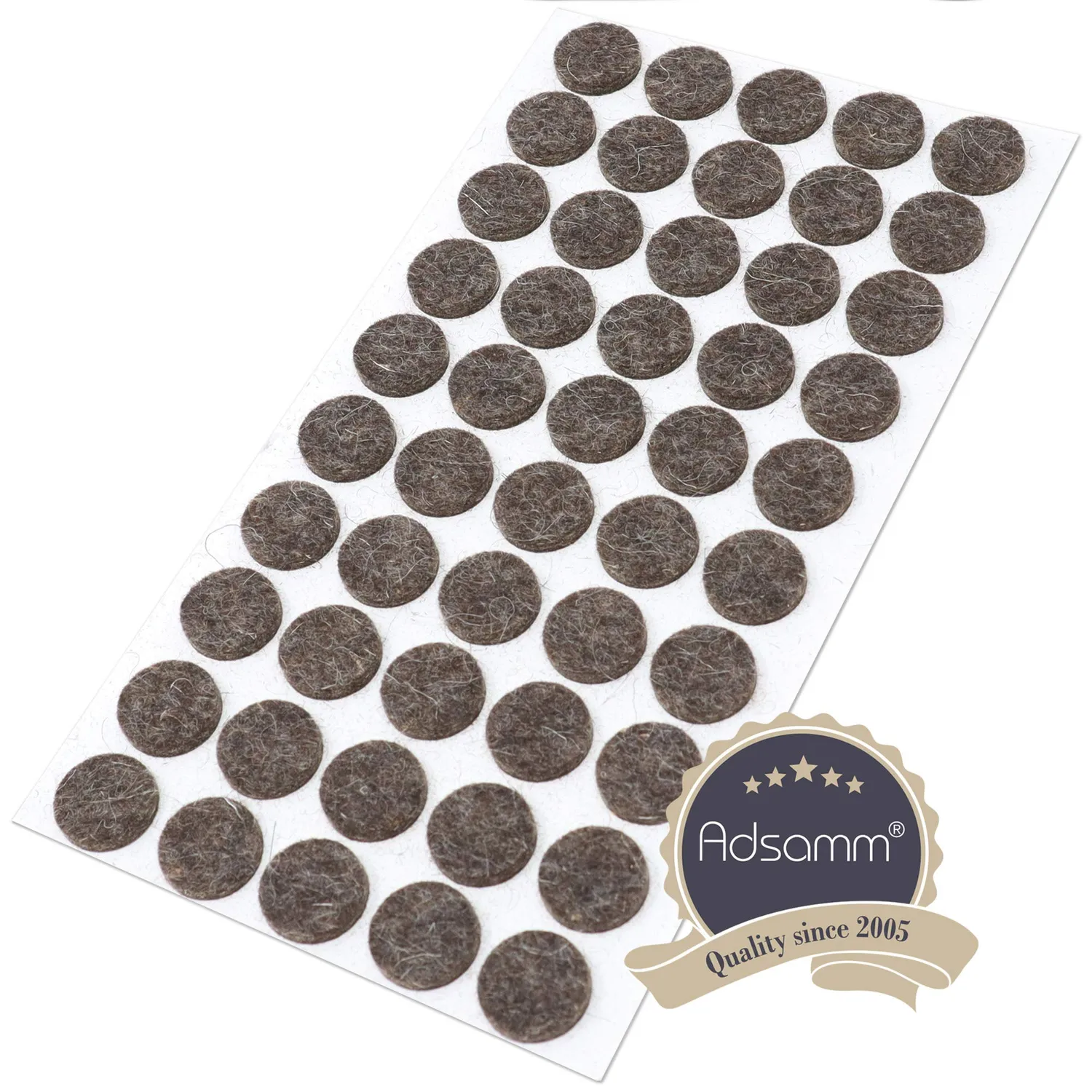 Adsamm Feltrini Lana Naturale Tondi 16 mm Marroni 50 Pezzi 3 mm