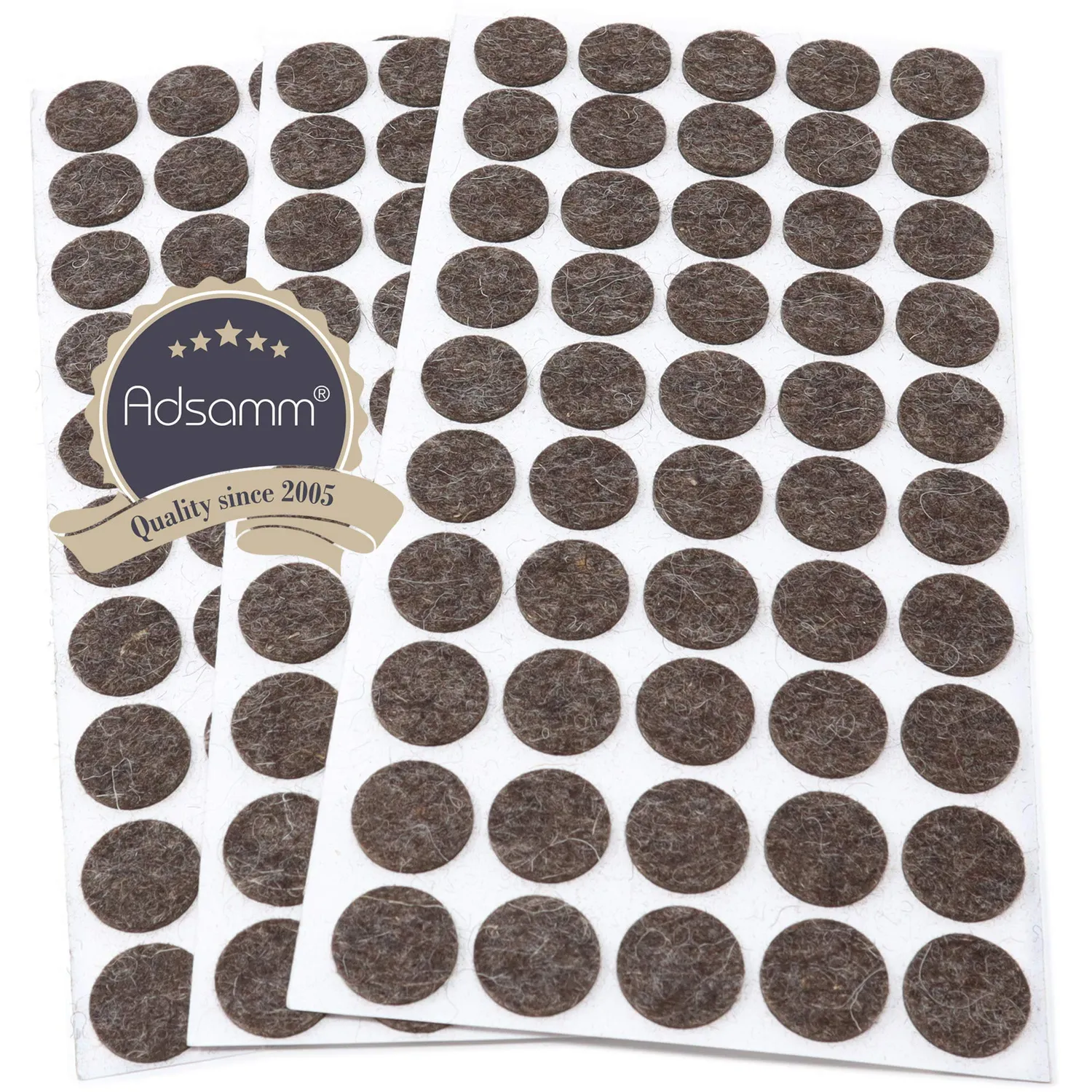 Adsamm Feltrini Lana Ø20 mm Marroni 150 Pezzi 3 mm