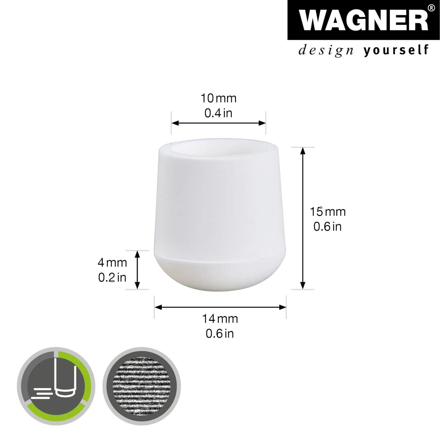 Wagner EH 0611 15061199 tappi tubo acciaio 4 pezzi bianchi tondi