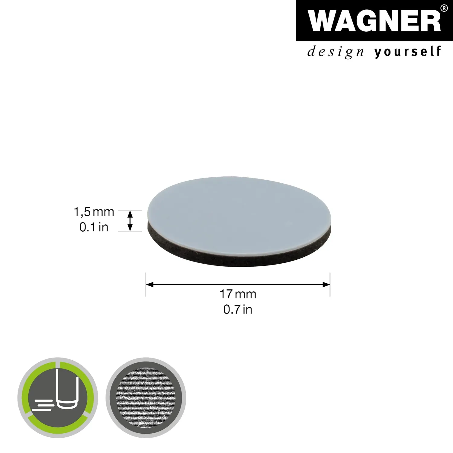 Wagner EH 1117 pattini PTFE tondi 16 pezzi grigi scorrevoli