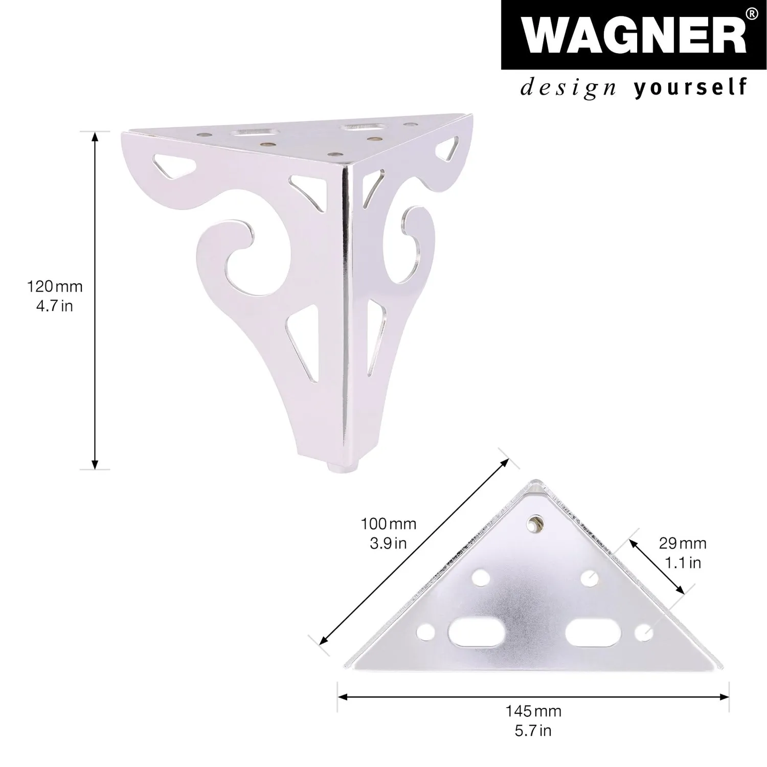 Wagner Sofa Wing Piede mobile acciaio 12x12x10 cm 1 pezzo