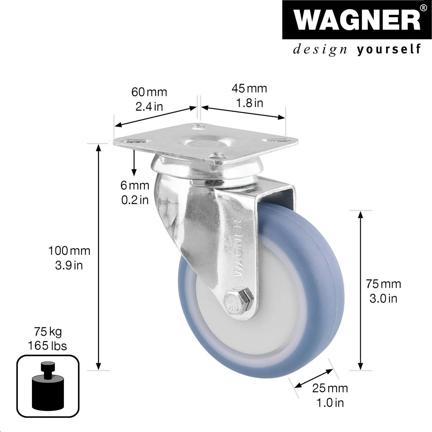 Wagner 03177601 Deluxe 1776 rotella 75 mm 1 pz morbida
