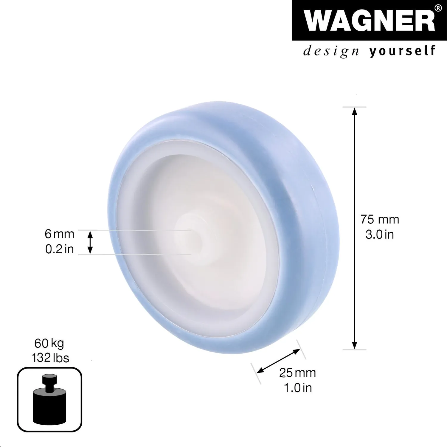 Wagner 03677501 RO 6775 ruota ricambio ultrasoft 75 mm 60 kg