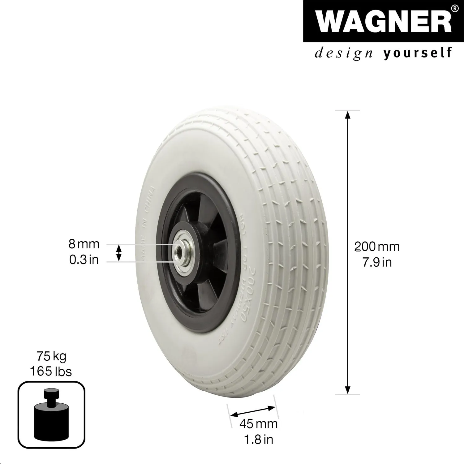 Wagner RR 8202 ruota antiforatura 200 mm foro 8 mm