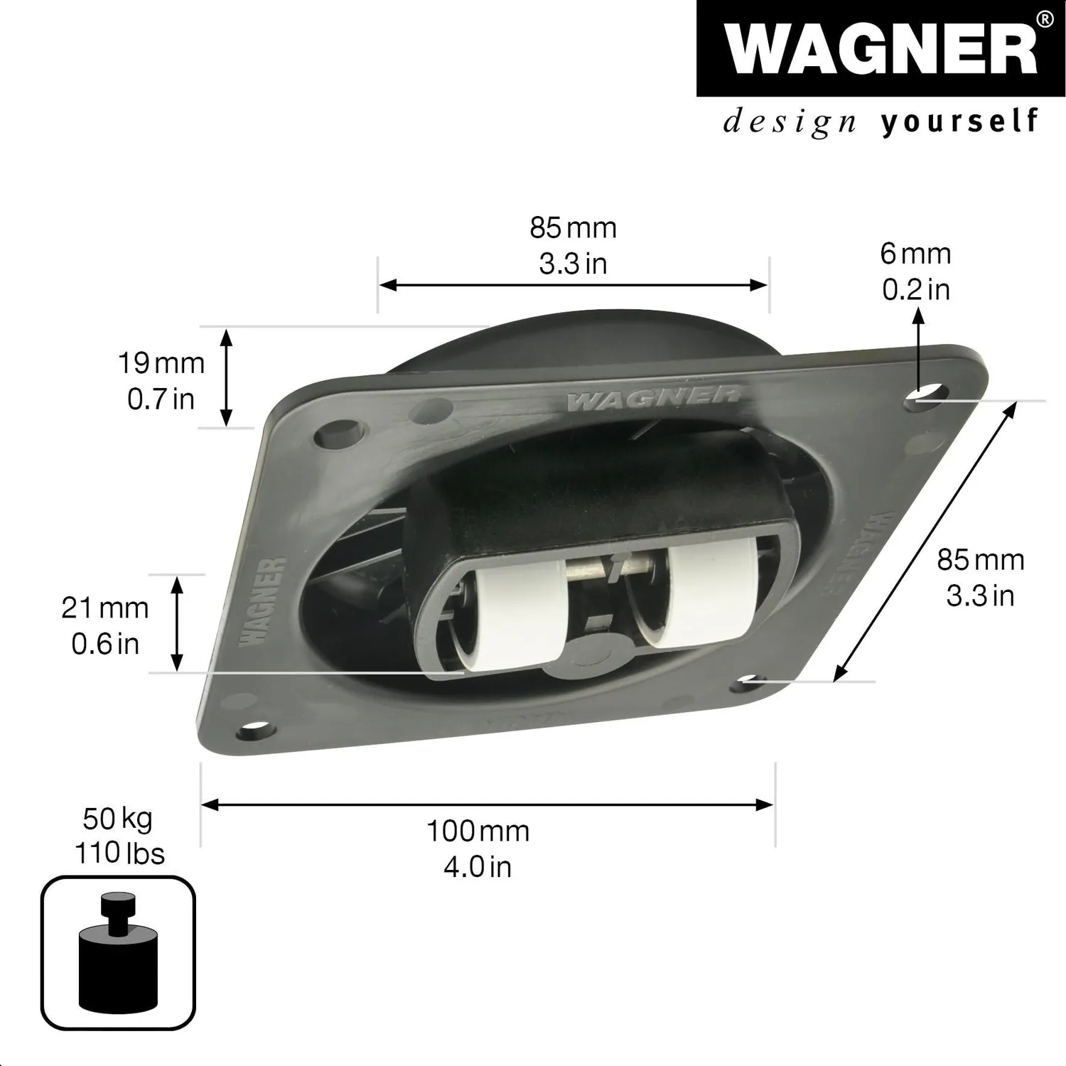 Wagner Mini Max RO7087 rotella a scomparsa nera 1 pz 50 kg
