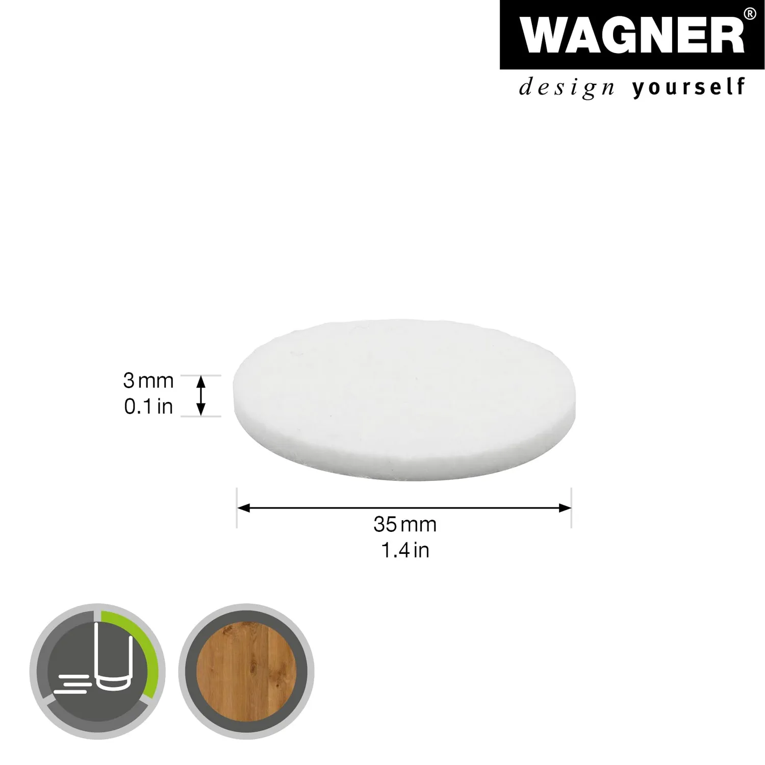 Wagner 15123599 feltrini adesivi rotondi 4 pezzi Ø 35 mm bianchi