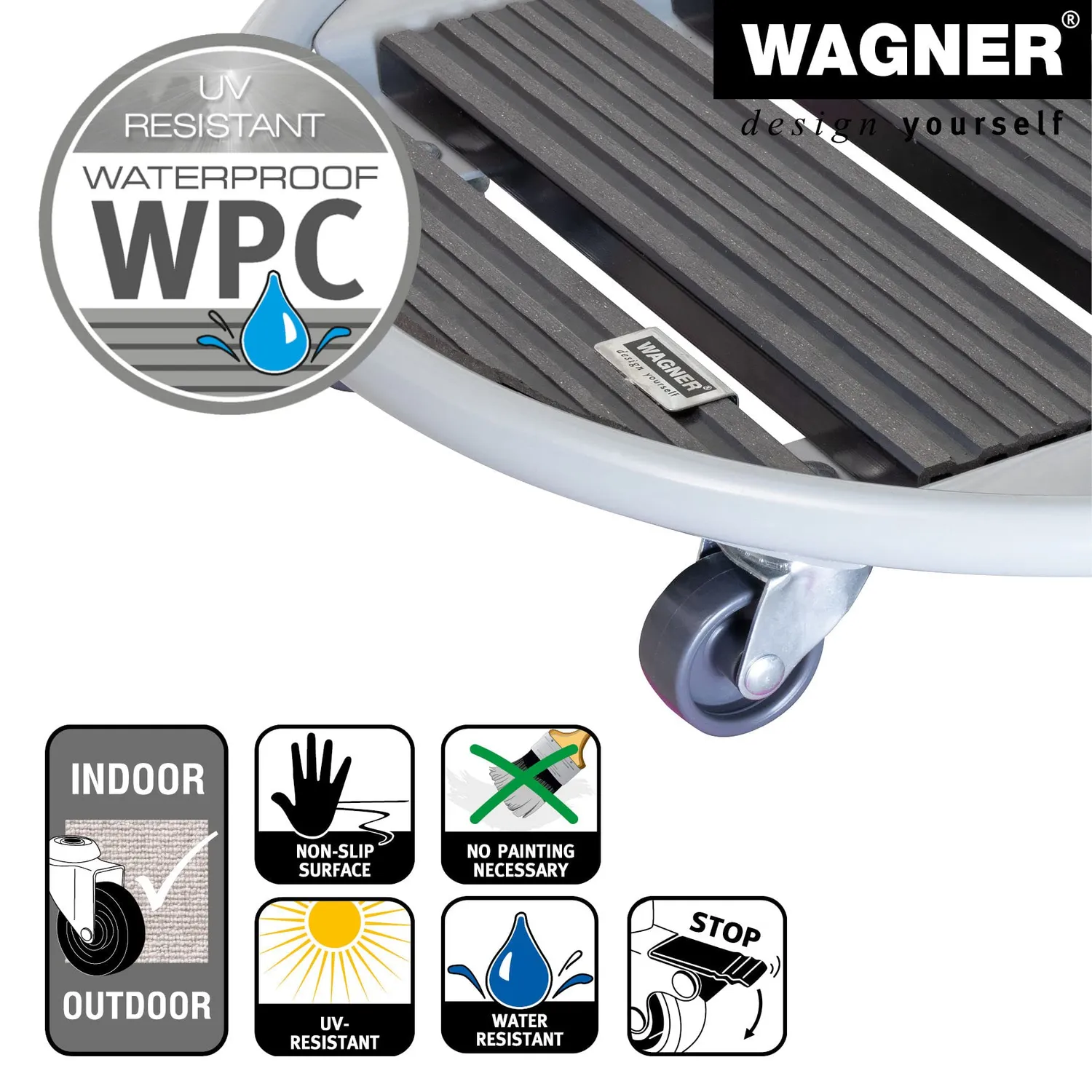 WAGNER Venezia carrello piante Ø38 cm antracite WPC 70 kg