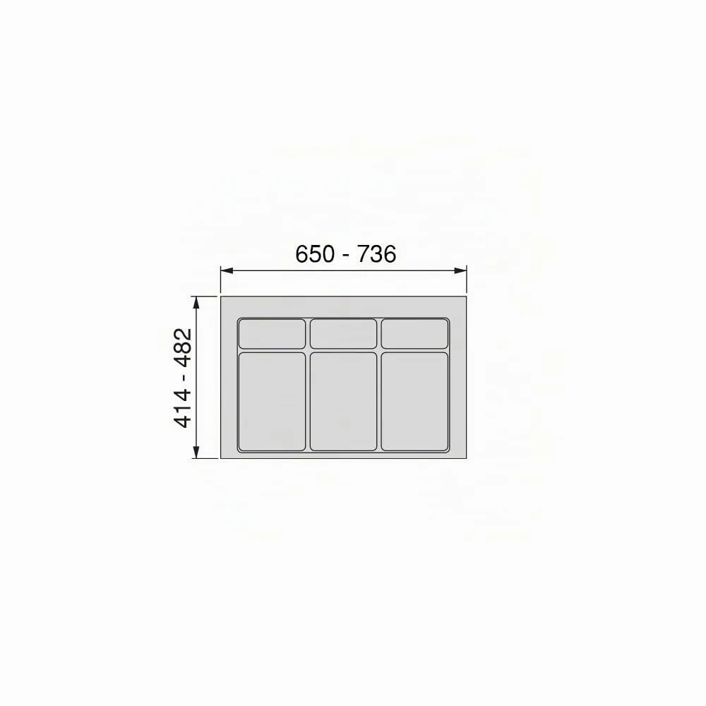 Emuca Harmony base pattumiera 80 cm 736x482 mm grigia