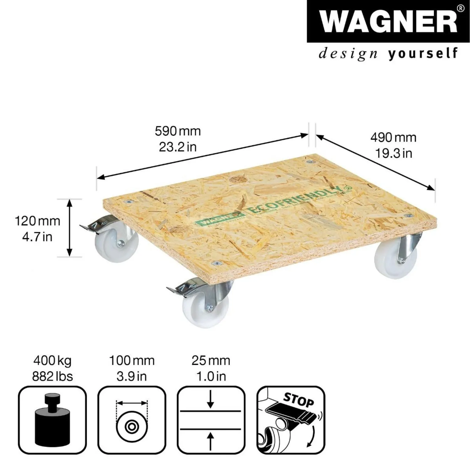 Wagner MM 1617 carrello trasporto 59x49 cm 400 kg