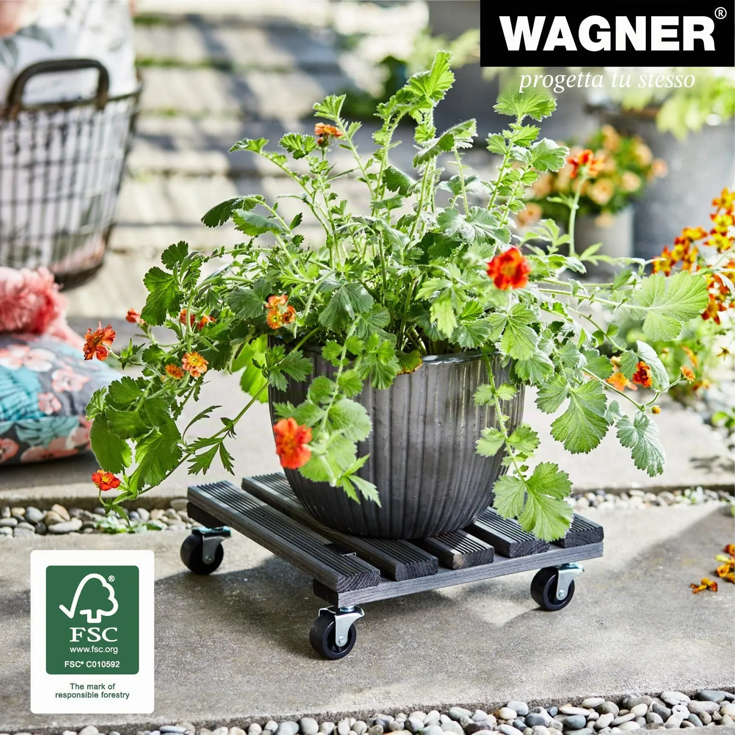 Wagner Vintage carrello piante legno 29x29 cm grigio 150 kg
