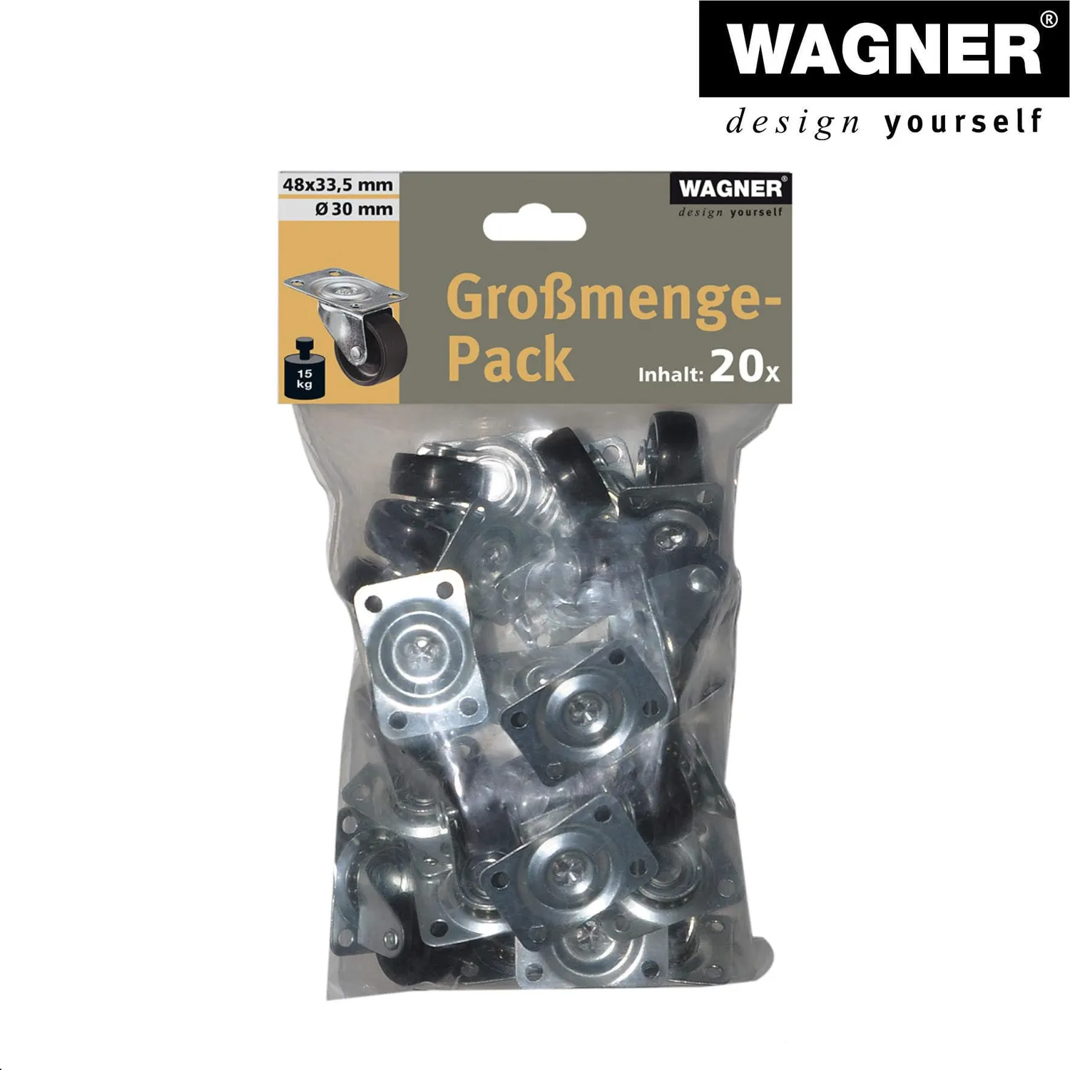 Wagner RO 2109 rotelle girevoli Ø 30 mm nere set 20 pezzi
