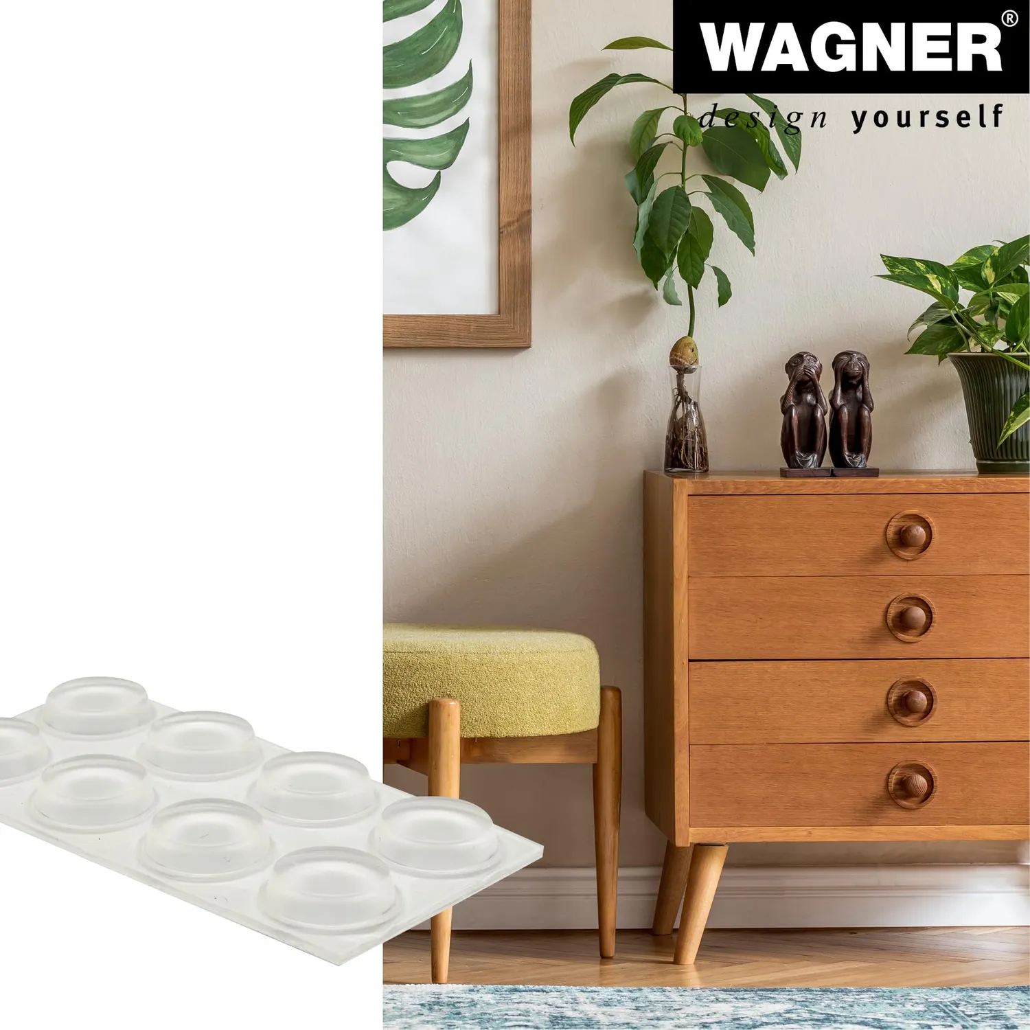 Wagner 15300299 Paracolpi Elastici 12mm 24 Pezzi Trasparenti