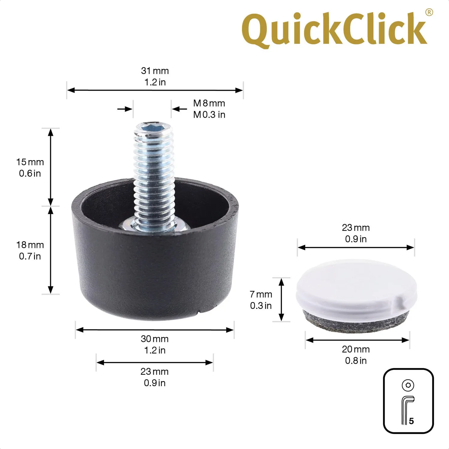 Wagner QuickClick 15417999 piedino regolabile M8 set 4 pezzi