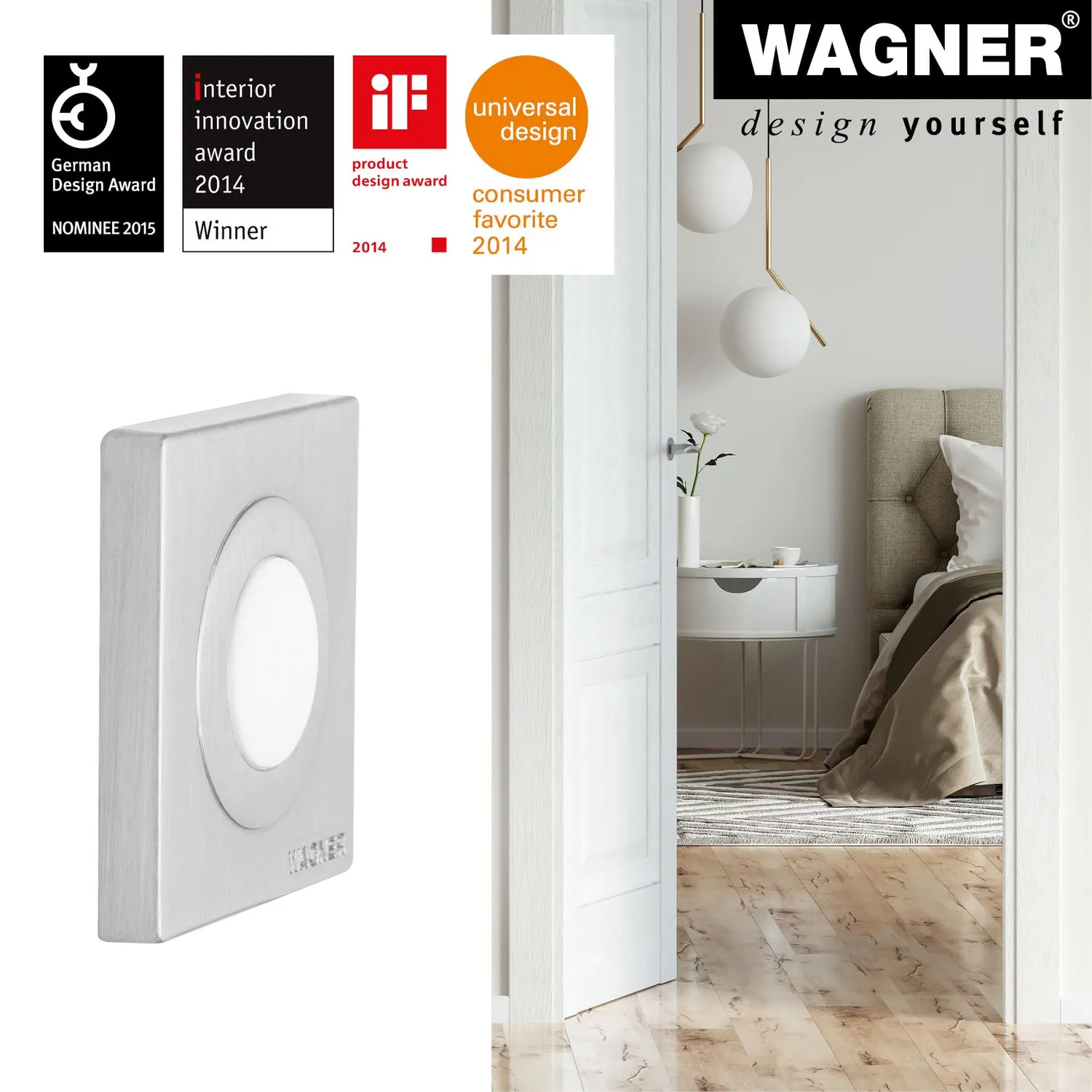 Wagner fermaporta muro 30x30x9 mm zinco gomma bianca