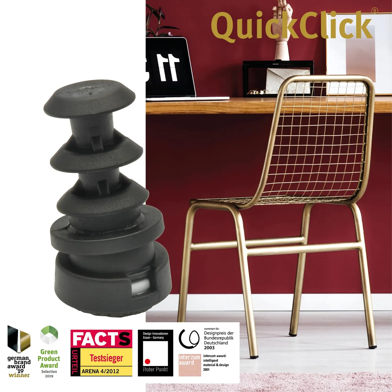 WAGNER QuickClick Inserto DUO Feltro 16/20 mm Set 4 Pezzi Lana