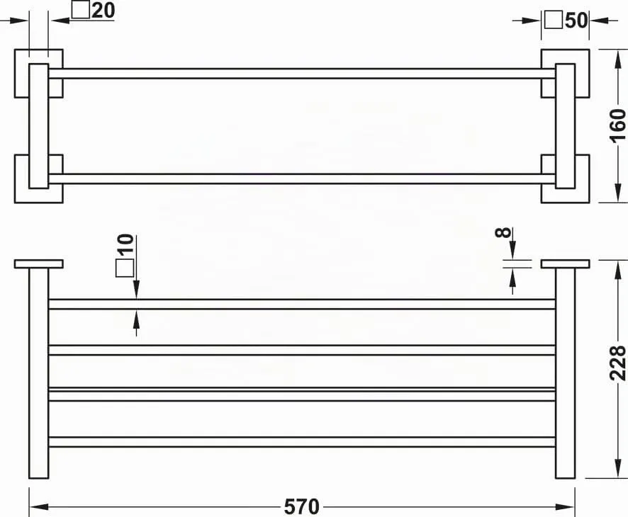 Gedotec h3205 portasciugamani parete doppio cromo 600 mm