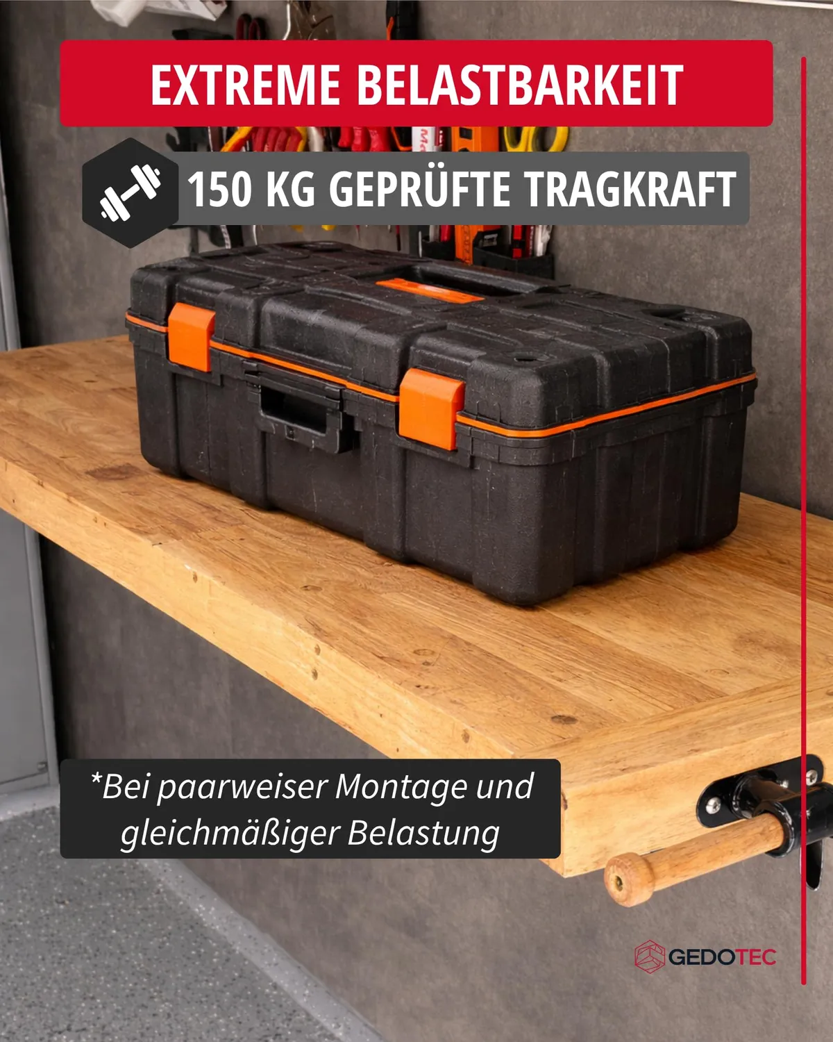Gedotec Odin supporto pieghevole 330 mm grigio 150 kg