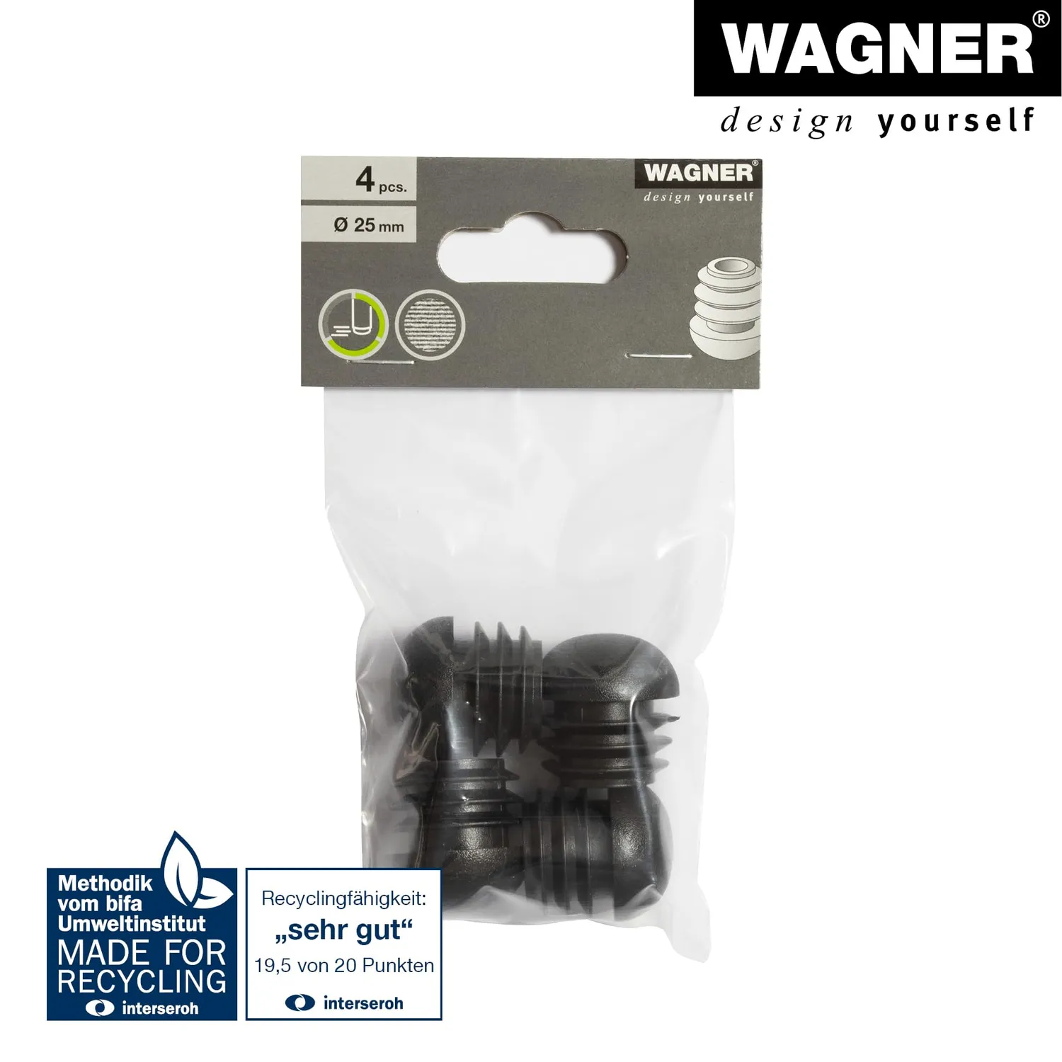 Wagner 15005499 feltrini per tubi tondi 4 pezzi Ø 23/25 mm neri
