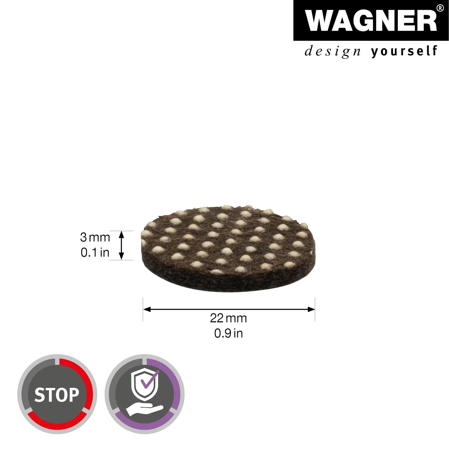 Wagner EH 0122 feltrini antiscivolo Ø22 mm 12 pezzi