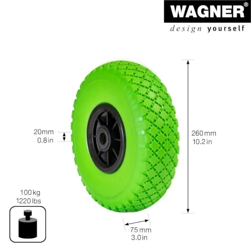 WAGNER RR 8262 Ruota Carrello Antiforatura Ø260 mm 100 kg