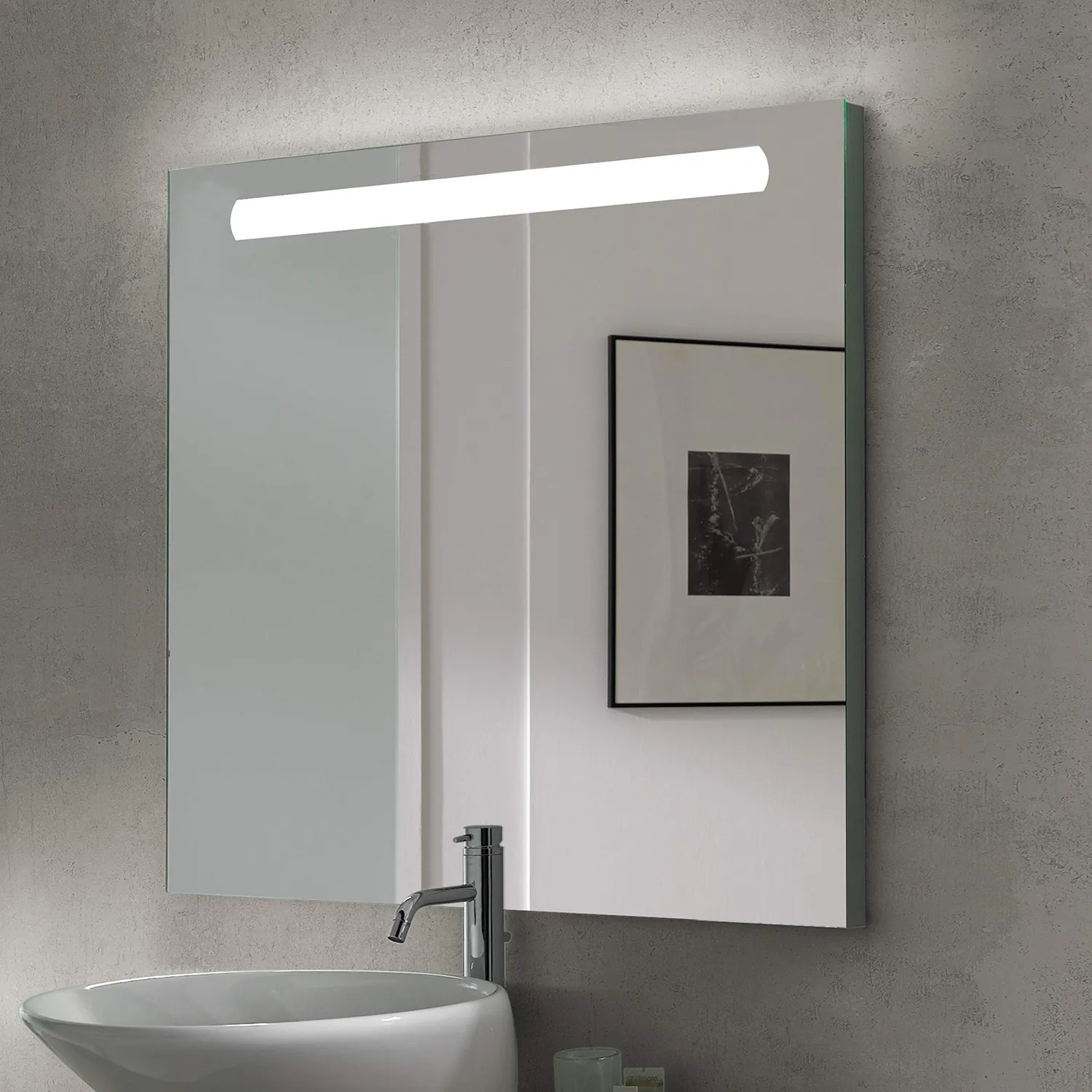 Emuca Specchio bagno LED rettangolare 60x70 cm luce frontale