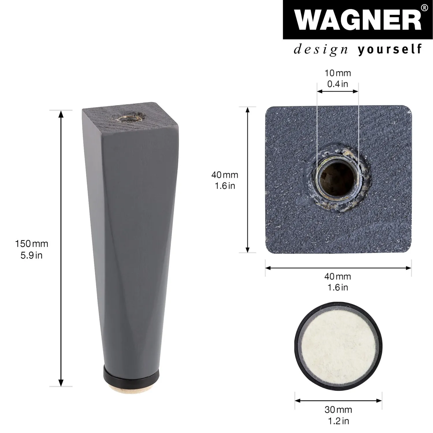 Wagner Design ST 7340 piede mobile pino grigio 150 mm