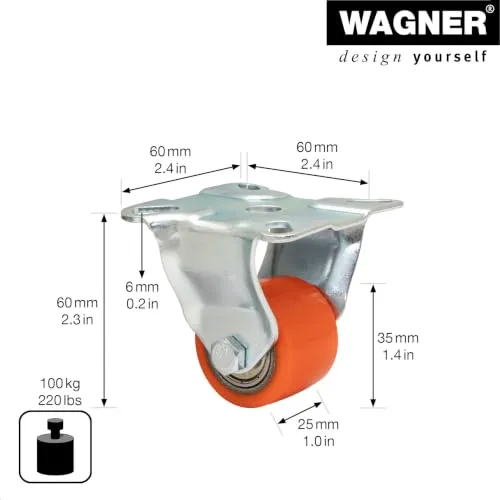 Wagner 04893501 rotella Mini 35 mm rossa 100 kg portata