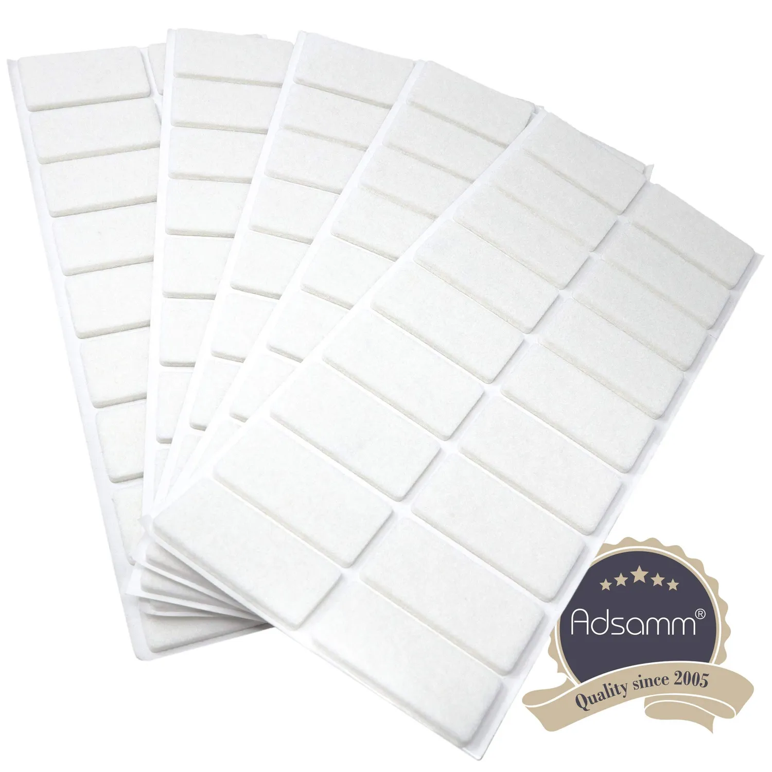 Adsamm Feltrini Bianchi 25x50 mm 90 Pezzi Autoadesivi