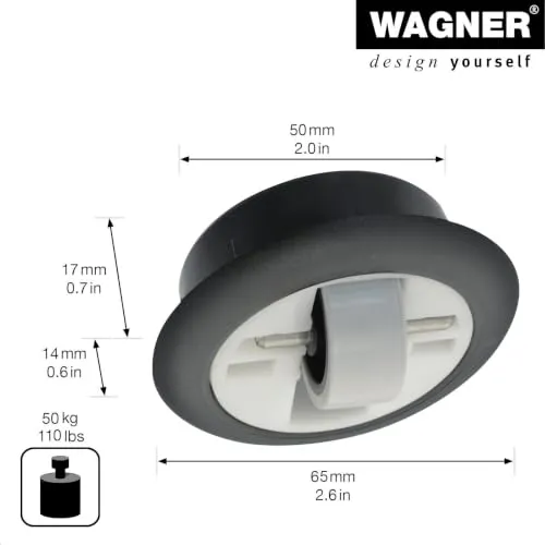 Wagner 01708301 mini rotella incasso 27 mm 50 kg con freno