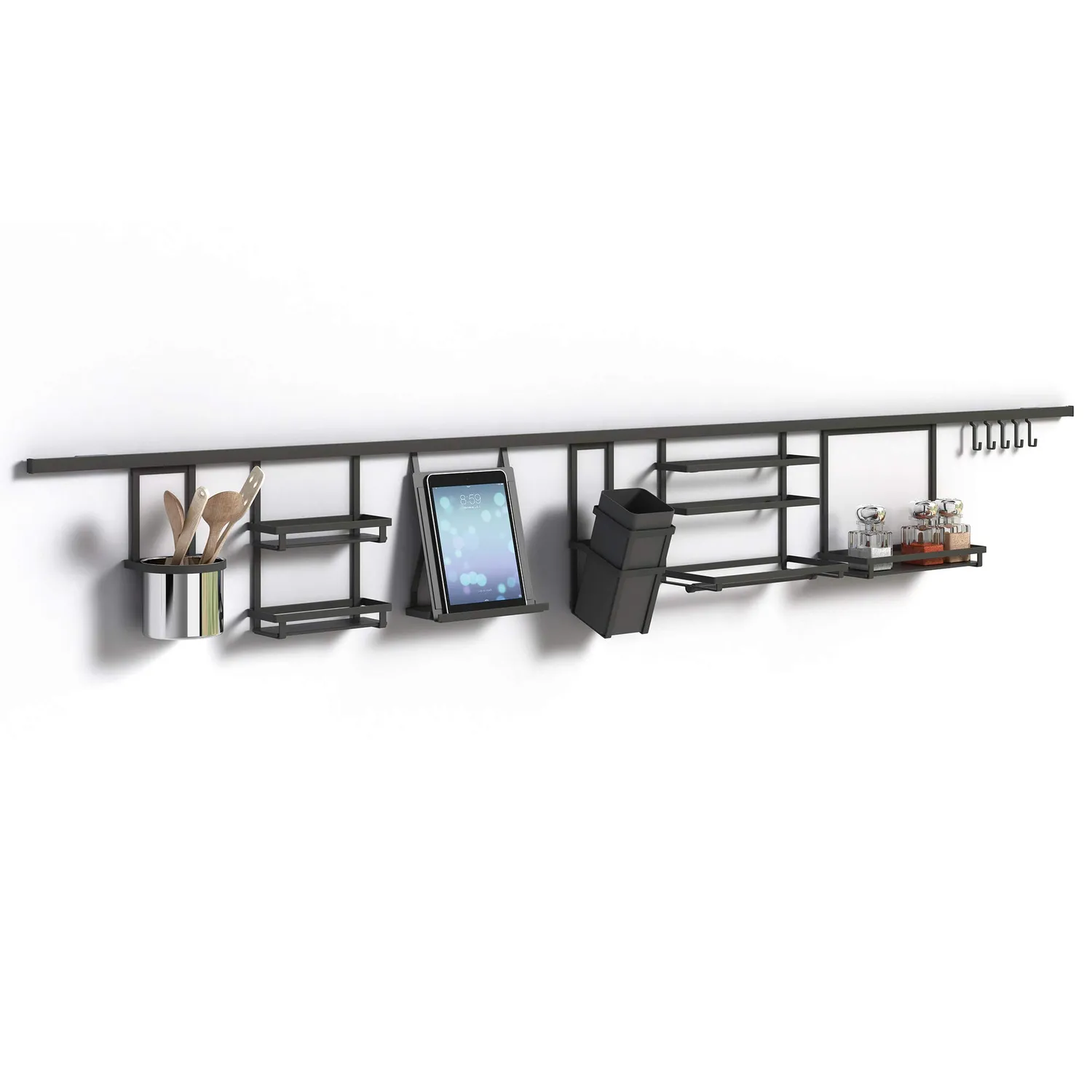 Emuca barra cucina a parete 110 cm antracite alluminio