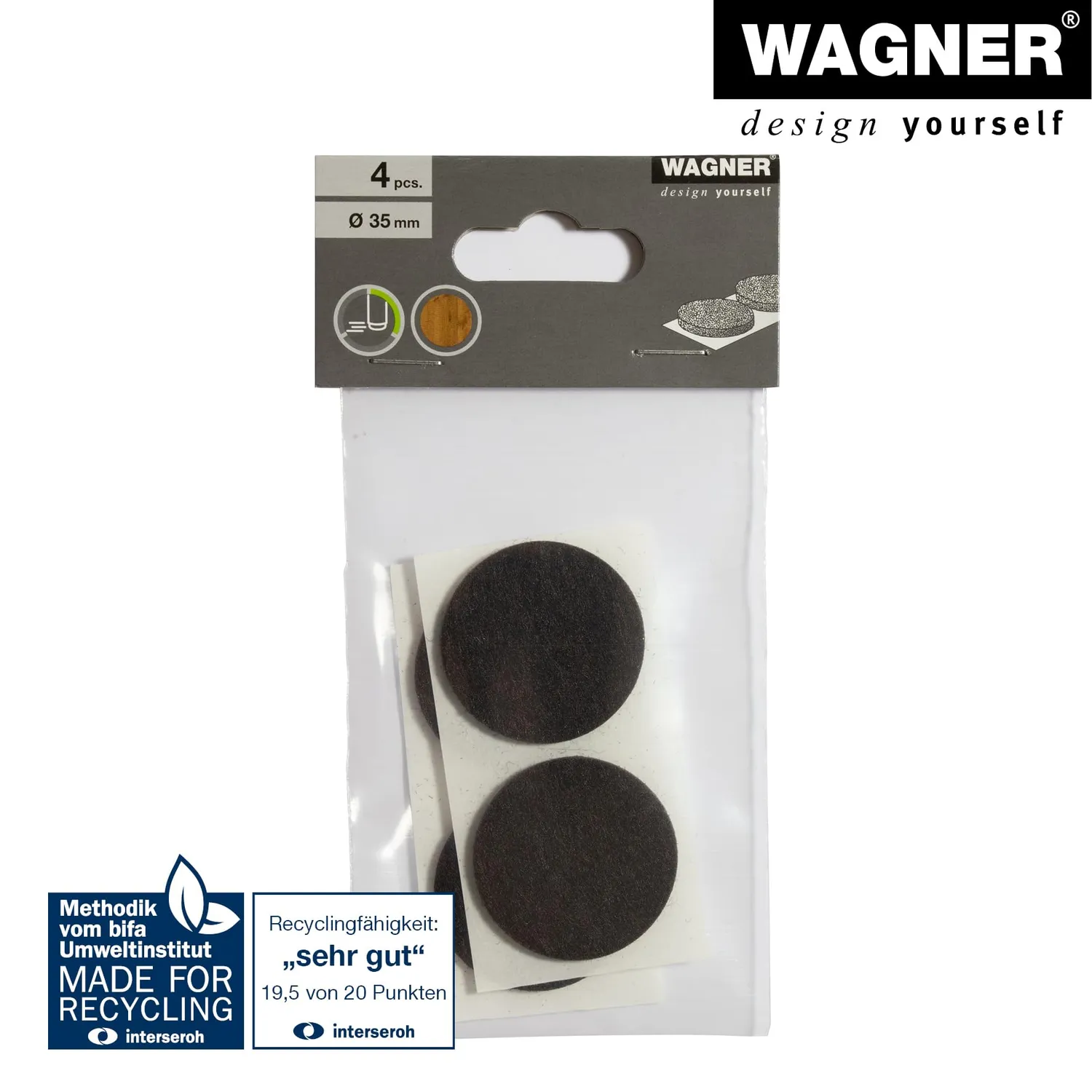 Wagner EH 15133499 feltrini adesivi marroni 4 pezzi Ø35 mm