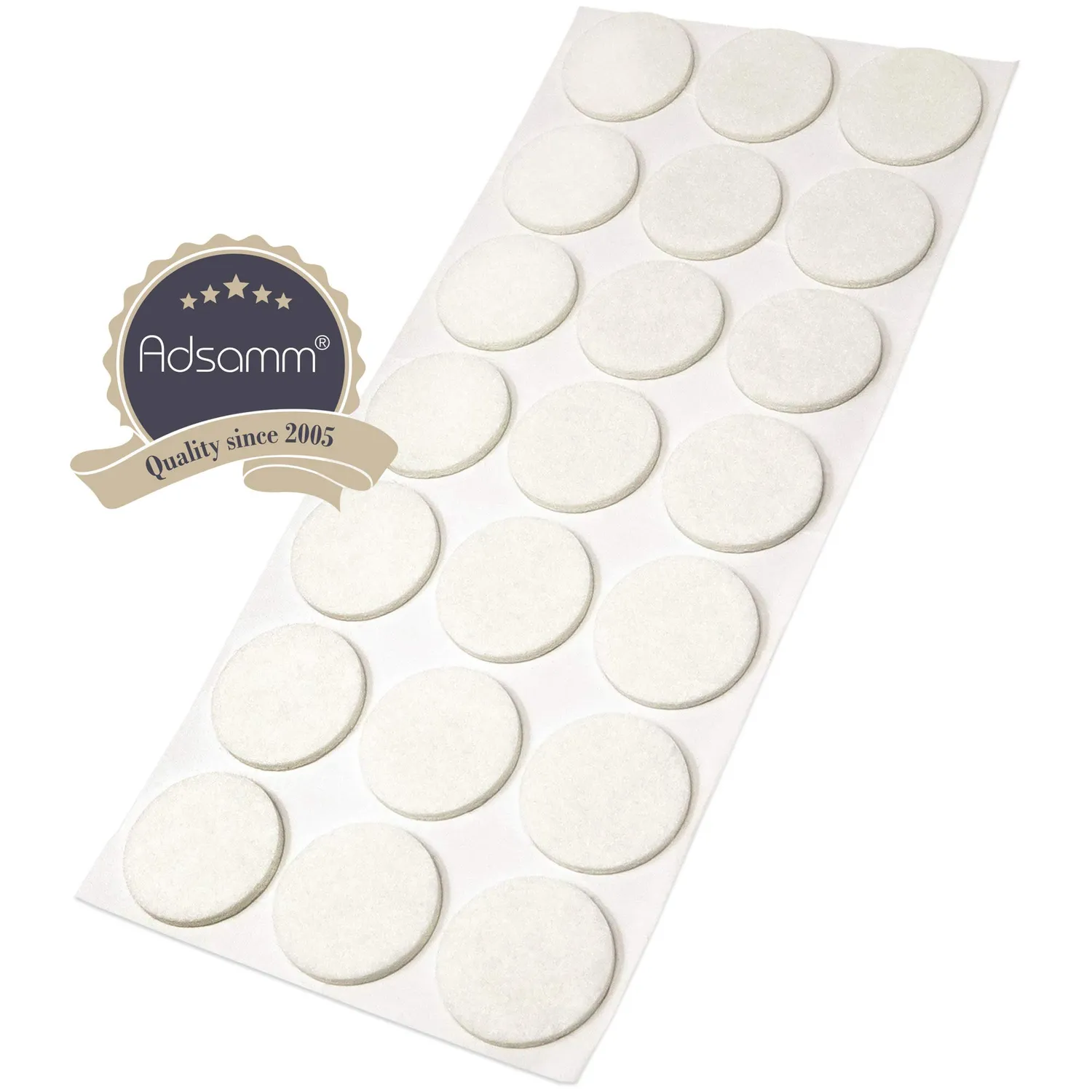 Adsamm Feltrini Adesivi 30 mm Bianchi 21 Pezzi 3,5 mm