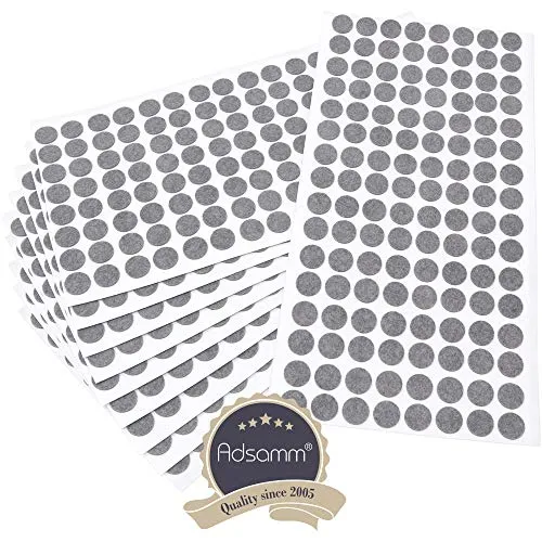 Adsamm Ultrasottili Ø 12 mm Feltrini Autoadesivi 1280 pz Grigi 1,5 mm